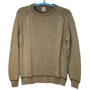 Columbia Sweater Ribbed‎ Cotton Knit Crew Neck Long Sleeve Tan Casual Classic XL